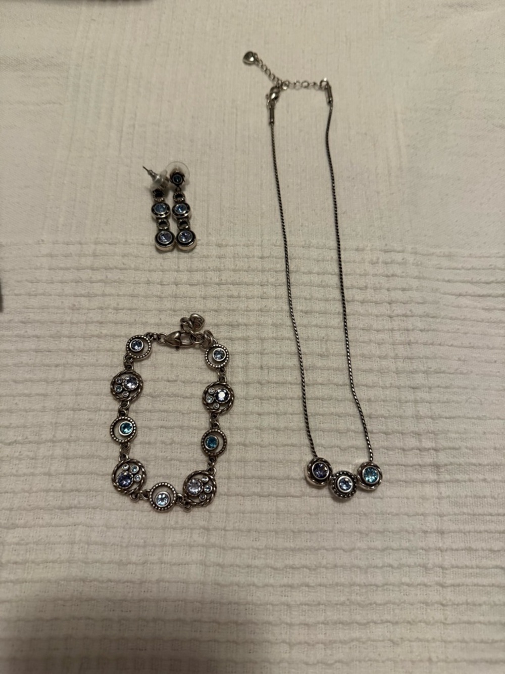 Brighton Silver Necklace with Blue and Purple Crystal Stones - Picture 3 of 6
